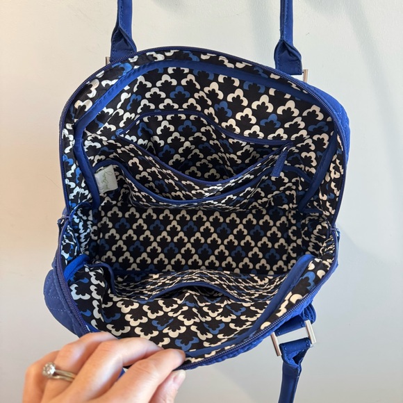 Vera Bradley Brilliant Blue Quilted Turnlock Satchel Bag - Picture 6 of 9